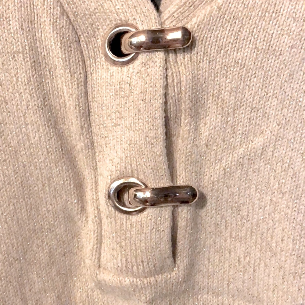 🔴 CLEARANCE🔖 NWT CHARTER CLUB CREAM 100% COTTON V-NECK TOGGLE HENLEY SWEATER 2X - Picture 5 of 10
